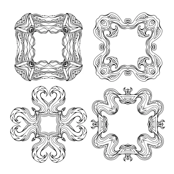 Set boho frames with doodle pattern — Stock Vector