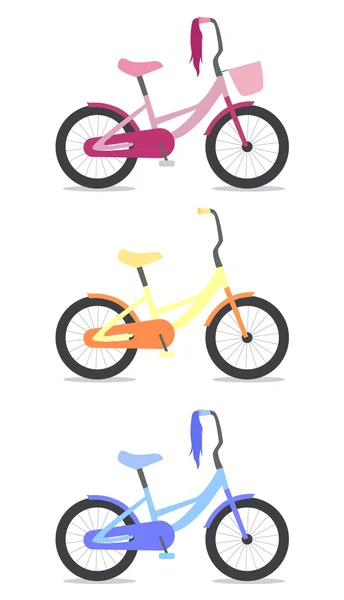 Ensemble de bicyclettes pour enfants — Image vectorielle