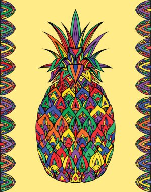 Ananas ile boho desen çizimi doodle