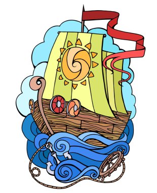 Eski deniz gemi Doodle çizimi