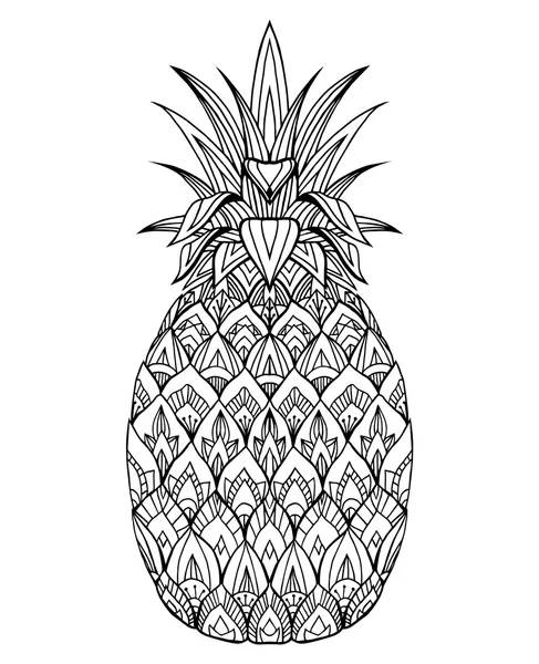 Doodle illustration de l'ananas avec motif boho — Image vectorielle