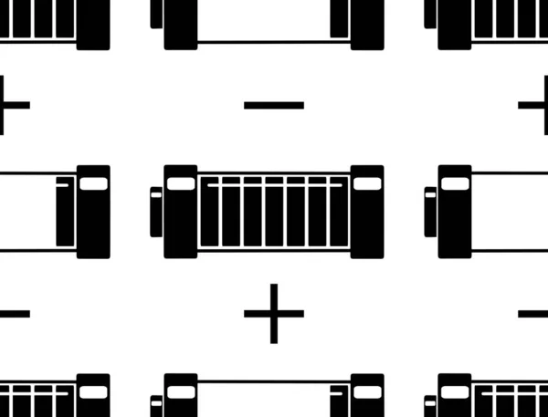 Nahtloses Muster Mit Schwarzen Silhouettenbatterien Einer Reihe Auf Weißem Hintergrund — Stockvektor