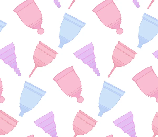 Motif Doux Sans Couture Avec Des Bonnets Menstruels Aux Contours — Image vectorielle