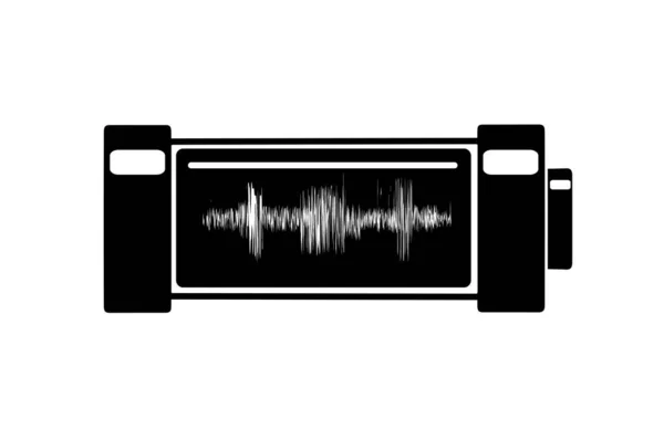 Illustration Svart Siluett Laddade Batterier Med Elektrisk Laddning Resonans Vektor — Stock vektor