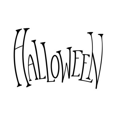 Cadılar Bayramı harfleri. Orijinal siyah kaligrafik yazı. Mistik tatil. Sancaklar, makaleler, logolar ve yaratıcılığınız için vektör sözcük.