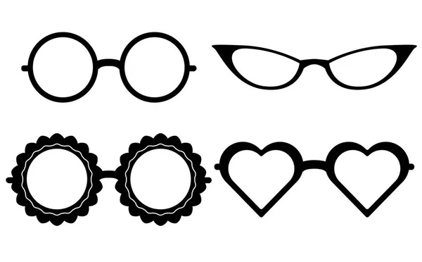 Ensemble Différentes Silhouettes Noires Lunettes Protection Solaire Inhabituelle Instruments Optique — Image vectorielle