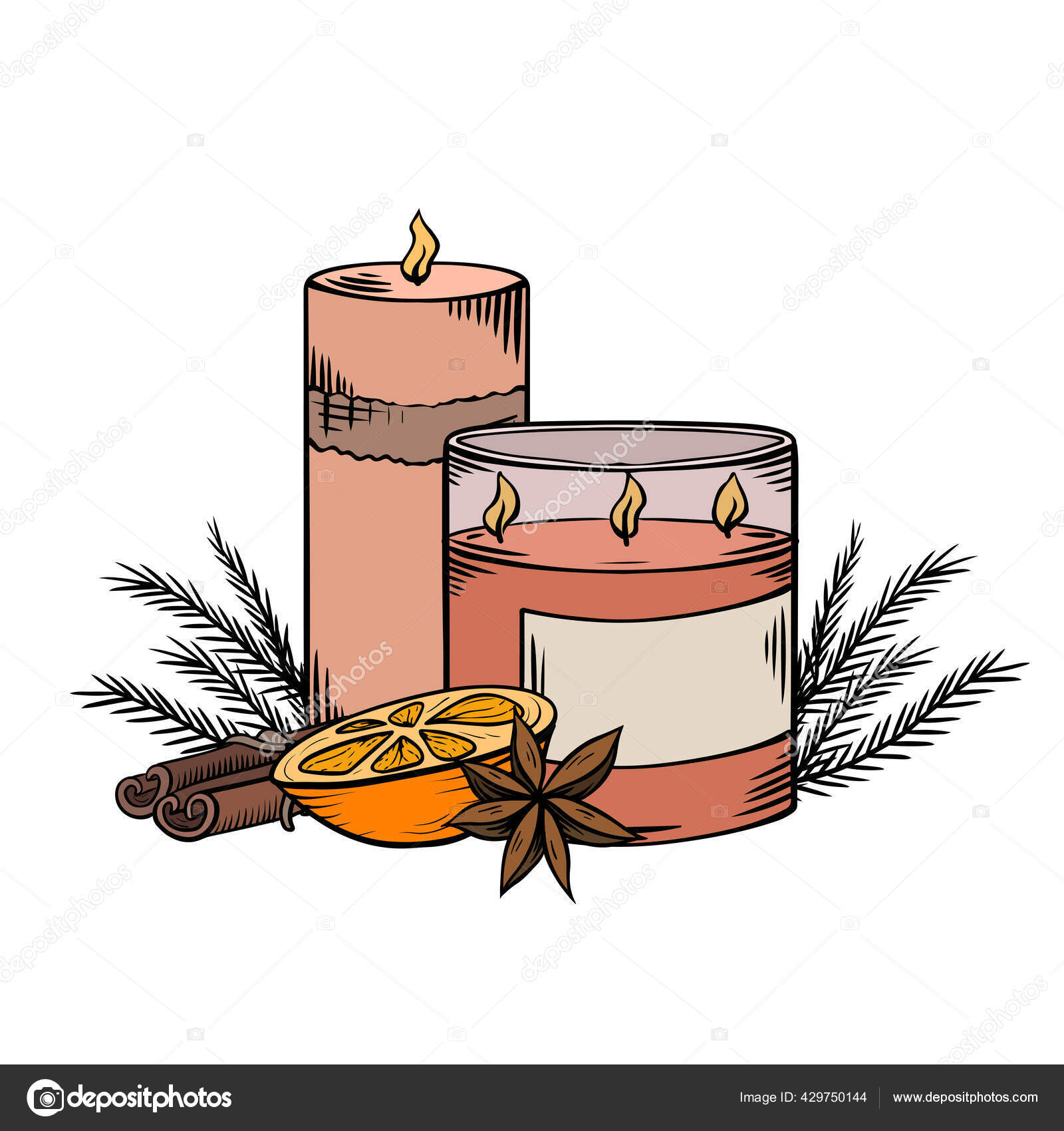 Relaja Las Velas Esbozo Color Con Sombreado Velas Cera Con vector