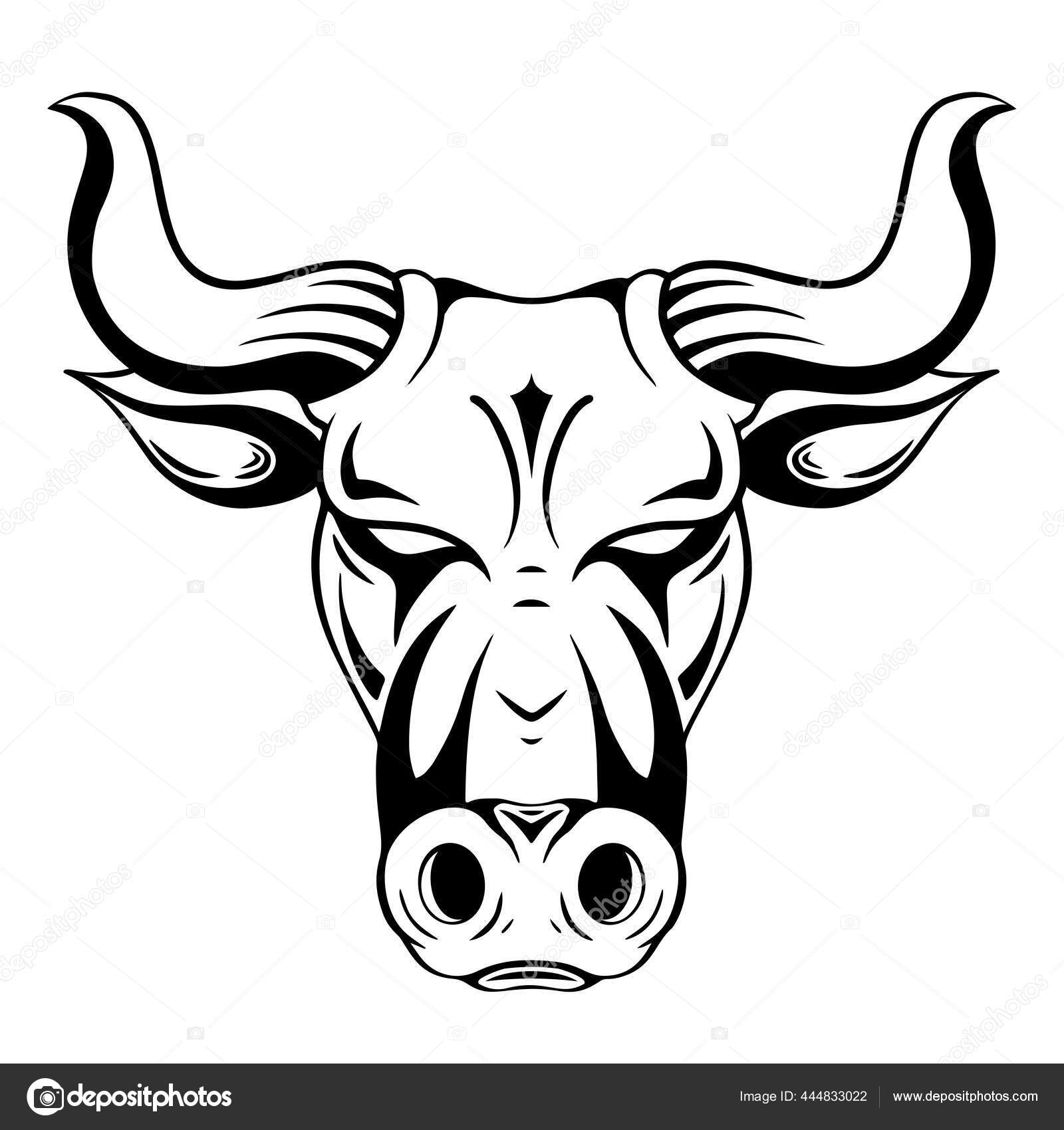 Black Silhouette Bull Head Symbol New Year 2021 Contour Metal Stock Vector  Image by ©veleri #444833022