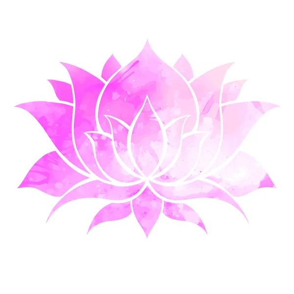 Фіолетовий Акварельний Силует Лотоса Ніжна Фіолетова Квітка Плямою Натуральний Священний — стоковий вектор