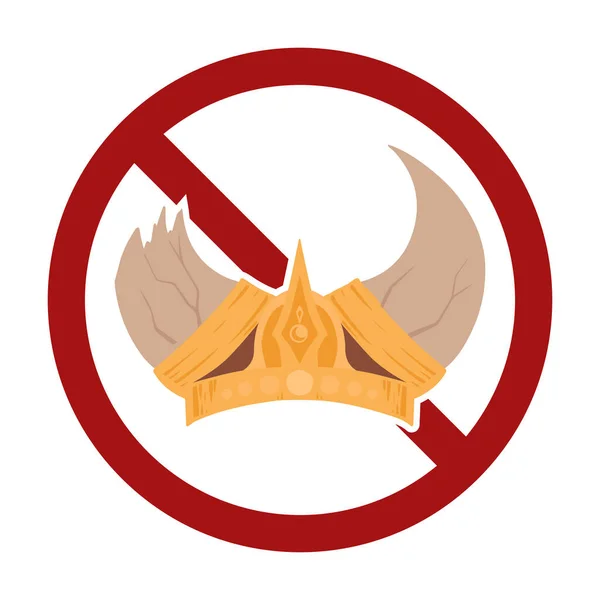 Мультяшный Рогатый Шлем Викингов Знак Запрета Прекратить Войну Запрет Военные — стоковый вектор