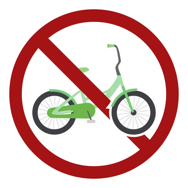 Cycling Flat Cartoon Bike Prohibition Sign Two Wheeled Transport Road — Διανυσματικό Αρχείο