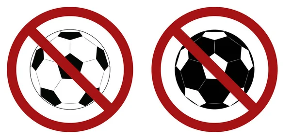 Çki Yasağı Tabelasında Futbol Topu Siluetleri Var Futbol Maçlarına Yasak — Stok Vektör