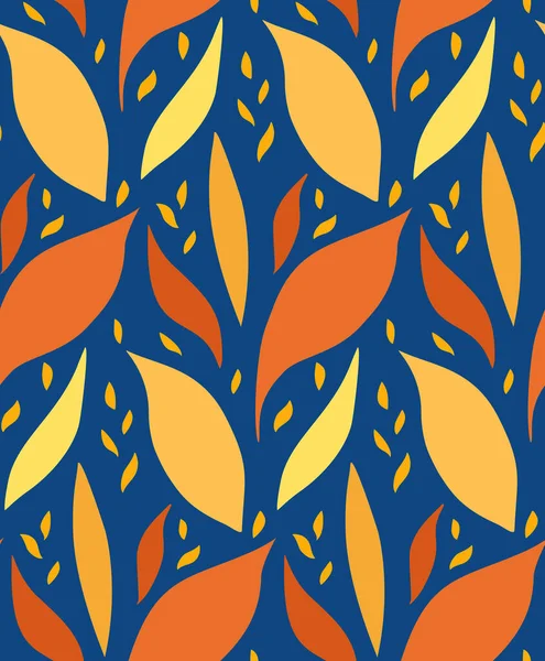 Naadloos Retro Patroon Met Silhouetten Van Bloemblaadjes Textuur Met Oranje — Stockvector