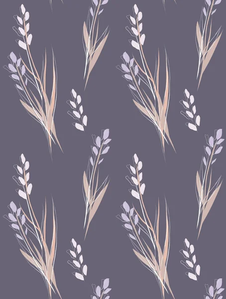 Zarte Textur Mit Sträußen Von Steppenblumen Auf Grauem Hintergrund Zarte — Stockvektor