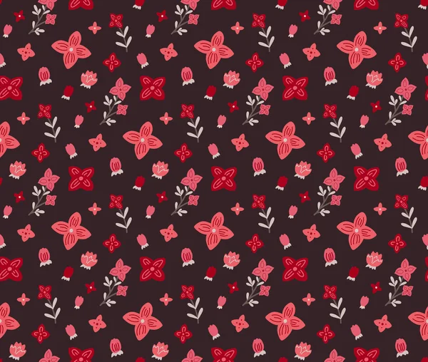 Motif Sans Couture Avec Petites Fleurs Roses Corail Sur Fond — Image vectorielle