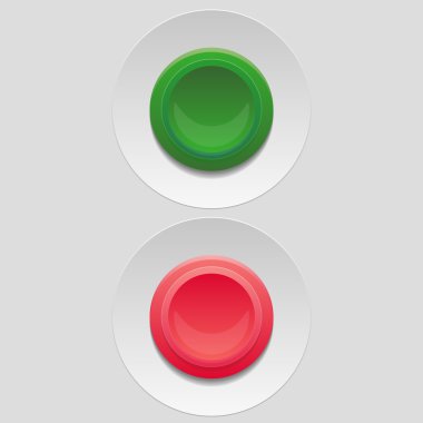 Yeşil ve kırmızı vektör düğmeleri