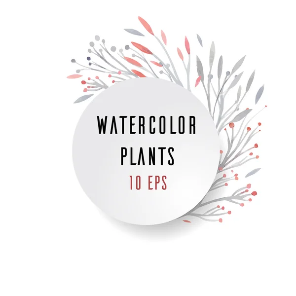 Capa com plantas aquarela — Vetor de Stock