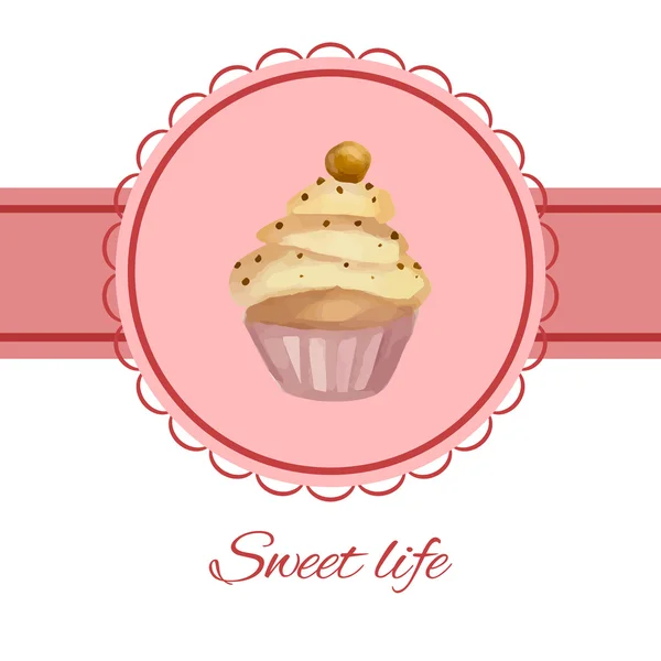 Üdvözlés kártya-val akvarell cupcake — Stock Vector