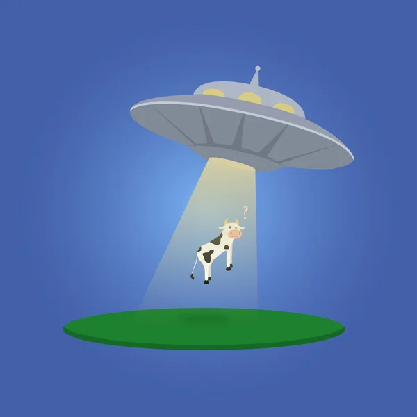 ufo sequestrando uma silhueta de vaca. nave espacial alienígena, adesivo de  desenho animado de objeto voador desconhecido futurista isolado em fundo  azul escuro. ilustração vetorial plana 6138912 Vetor no Vecteezy