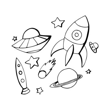 Uzay temalı çizim nesneleri