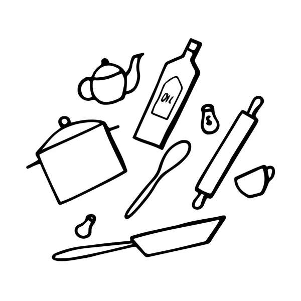 Dibujar objetos para la cocina — Vector de stock