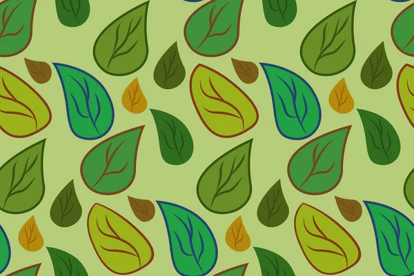 Modèle de feuilles vertes doodle — Image vectorielle