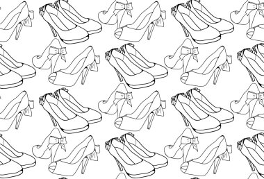 pattern with female shoes sketch