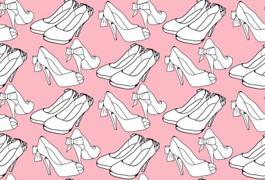pattern with sketch female shoes