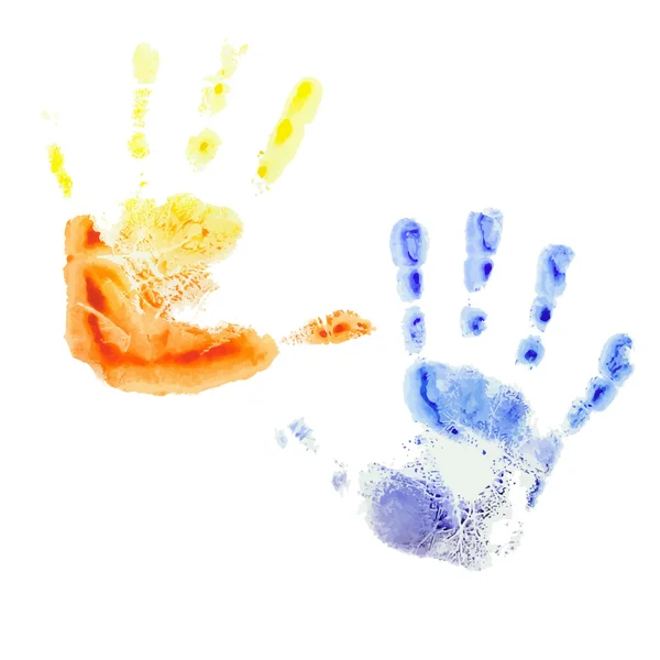 Aquarellabzüge von Kinderhänden — Stockvektor