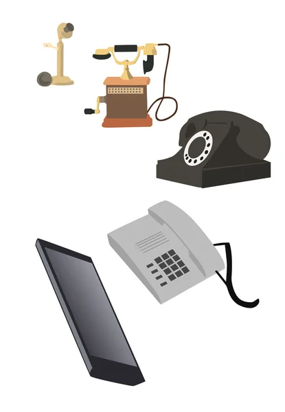 Evoluce telefonu na bílém pozadí — Stockový vektor