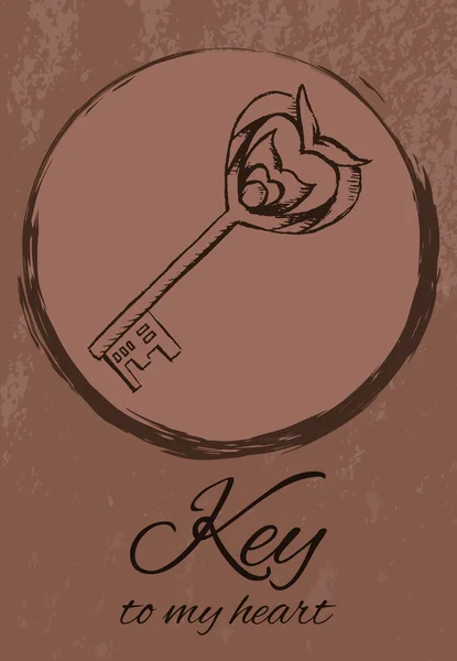 Vintage getekende sleutel — Stockvector