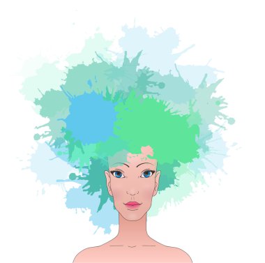 sıçramasına oluşan saçlı kız