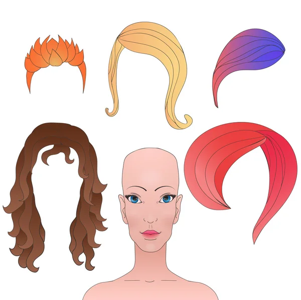Mujer con diferentes estilos de cabello — Archivo Imágenes Vectoriales