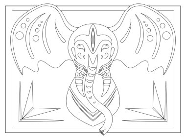 Linear illustration of an elephant clipart