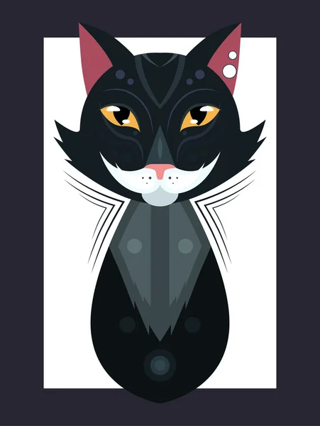 Gato en estilo étnico — Vector de stock