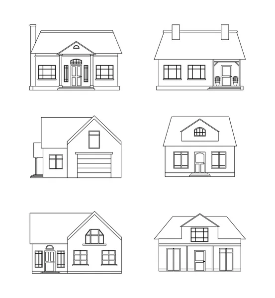 Landhäuser mit weißem Hintergrund — Stockvektor