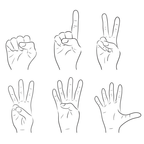 Set of outline gesture human hands