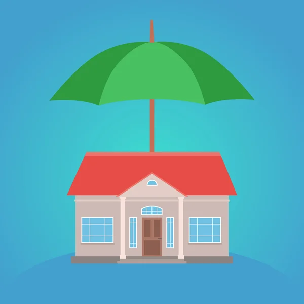 Haus und ein Regenschirm über ihm — Stockvektor