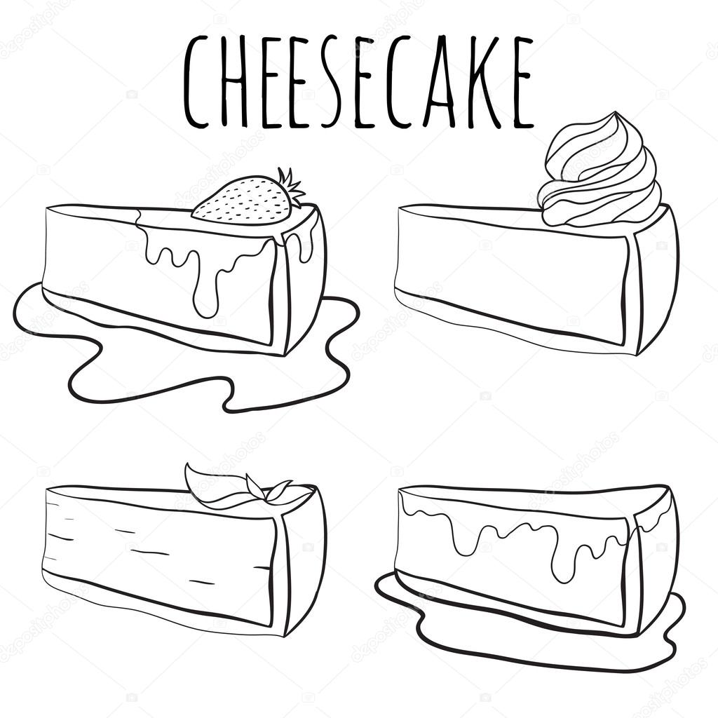 Set black and white cheesecakes