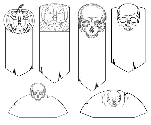 Banners with skulls and jack-o'-la — Stock Vector