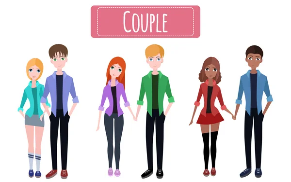 Set of flat couples — Stock Vector