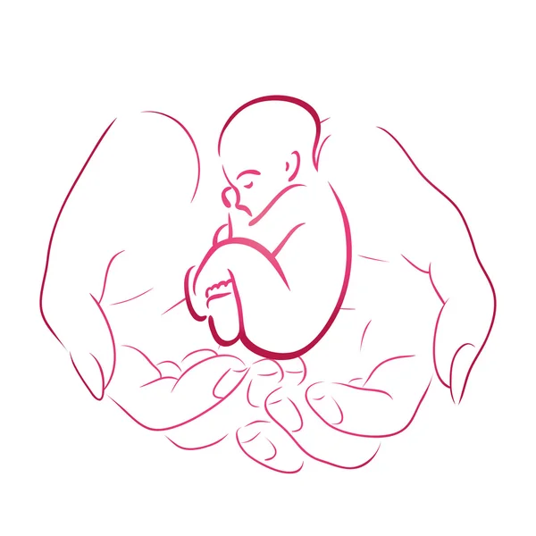 Hände mit einem Baby für Ihr Design — Stockvektor