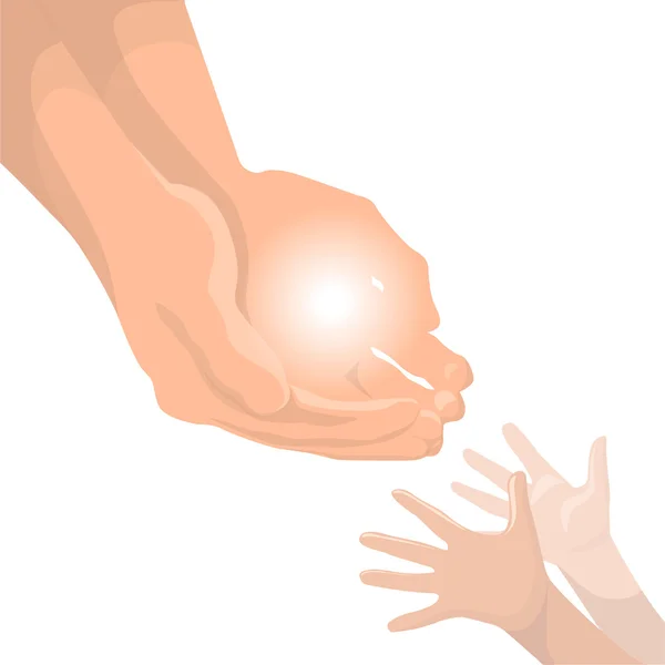 Hands and children hands — Stock Vector