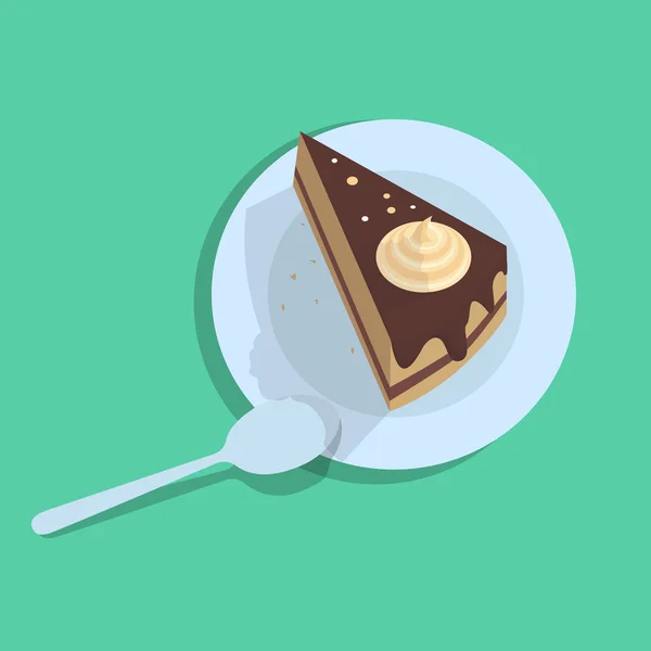 Tårta med en sked och skugga — Stock vektor