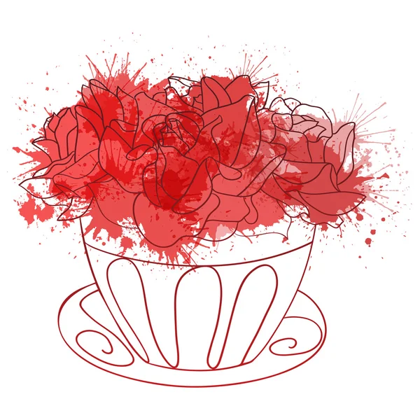 Rosenstrauß in einer Vase — Stockvektor