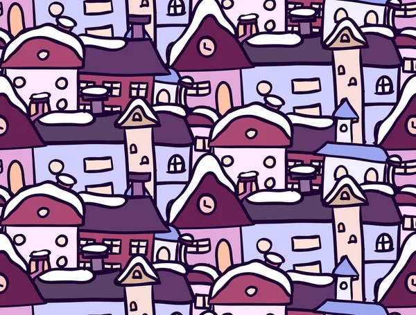 Winter doodle houses — Stock Vector