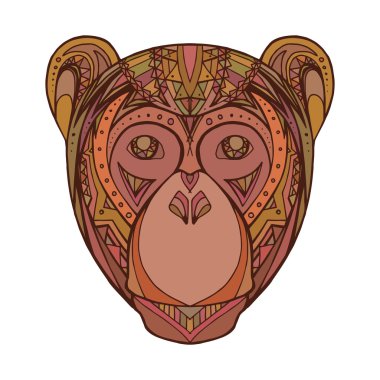 monkey decorated tribal pattern clipart