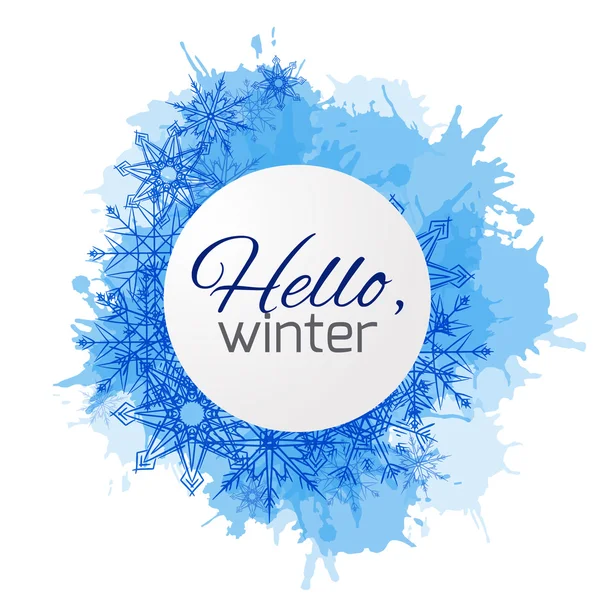 Doodle sneeuwvlokken en blauwe vlekjes — Stockvector
