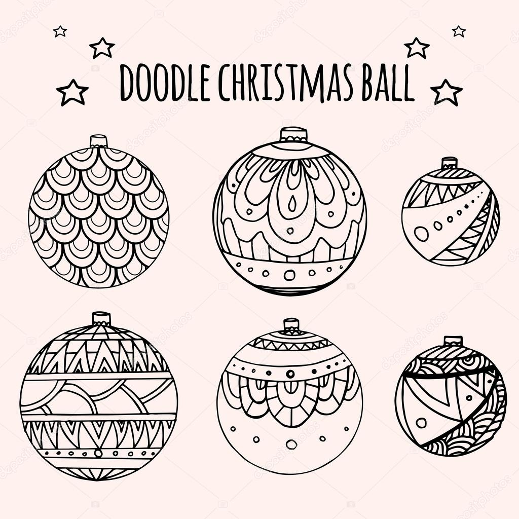 Insieme delle sfere di Natale bianche e nero decorato con motivo a doodle per la tua creativit  — Vettoriali di veleri Trova immagini simili