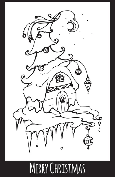 Carte de Noël festive en noir et blanc — Image vectorielle